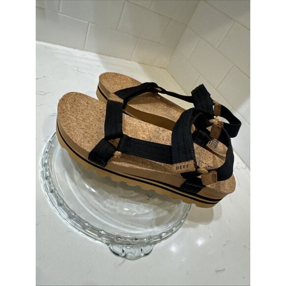 Reef Rem Hi Womens Platform Sandals Sz 8 Black Adjustable Straps Cork - MINT - Picture 5 of 14